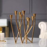 China W shape metal nordic style brass candle stick holder tabletop Decorative Candle Holder factory