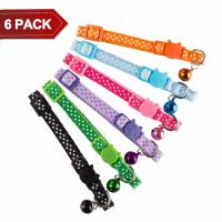 China 6 PCS Spots Breakaway Cat Collar With Bell , Adjustable Cat Collar Fit Kitty Puppy factory