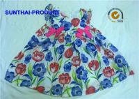 China Satin Bow Baby Girl Cotton Dresses Crew Neck Ruffle Sleeve A Shape Dress factory