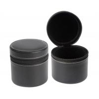 China Round Leather Watch Travel Case With Zipper , Black Mens Watch Cases Jewelry Box factory