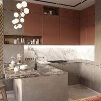 China PVC Cupboard Design  PVC Kitchen Cabinets 20mm Quartz Stone factory