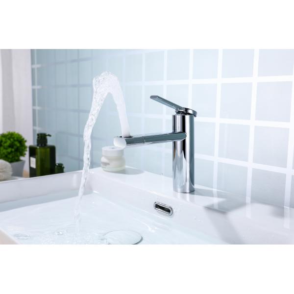 Quality Polish Chrome Single Hole Bathroom Faucet With Pop Up Drain for sale