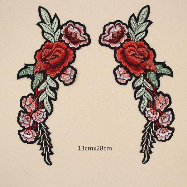 Quality Colourful Floral Embroidered Applique Patches , Polyester Sew On Flower for sale