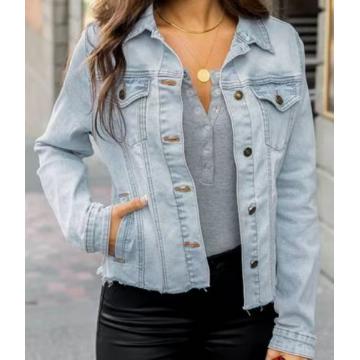Quality Women Denim Jeans Jacket Trend Slim Fit Jeans Jacket Casual Denim Blouse 65 for sale