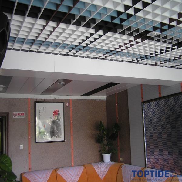 Quality Bright Colorful Aluminium Square Open Cell Ceiling 24 X 24 Black Grid Ceiling Install With Profile T Bar for sale