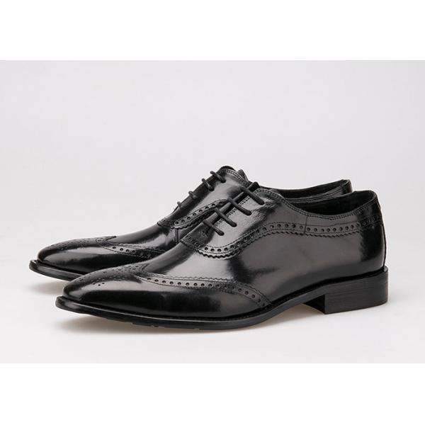 Quality Black Men Business Casual Shoes , Carved Oxfords Leather Lace Up Brogue Shoes for sale
