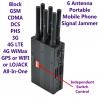 China 6 Antenna High Power Portable Cell Phone Signal Jammer GSM 3G 4G LTE WIMAX GPS WIFI LOJACK factory