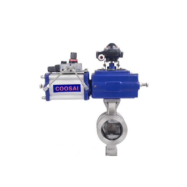 Quality DN25 V Notch Pneumatic Wafer Type Ball Valve for sale
