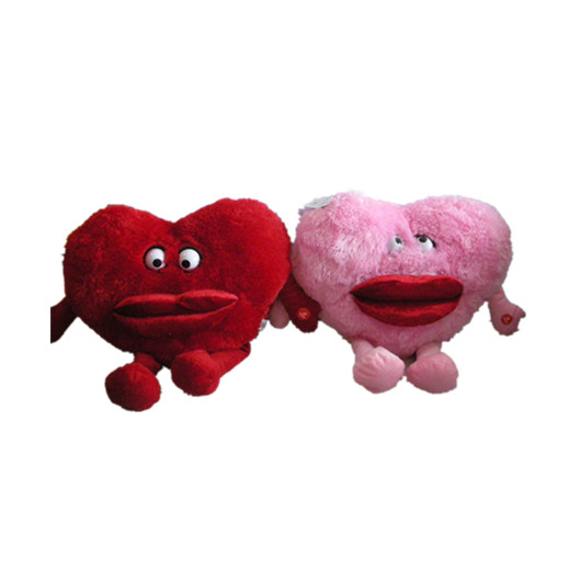 Quality 2 Color Asst 7.87in 20cm Heart Shaped Plush Pillow With Red Lip Non Toxic for sale