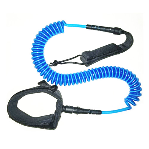 Quality Safety Felxible Blue Coiled SUP Leash With Webbing Strap / Band for sale