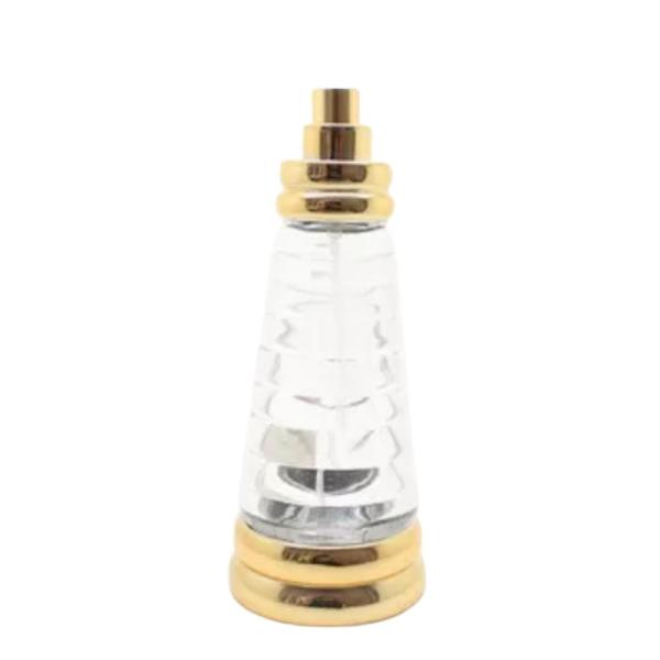 Quality Lightweight Refillable Glass Perfume Bottle , Golden And Clear Glass Perfume for sale