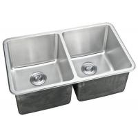 China Double Bowl Kitchen Sink / Double Basin Stainless Steel Sink Rectangular Shape for sale