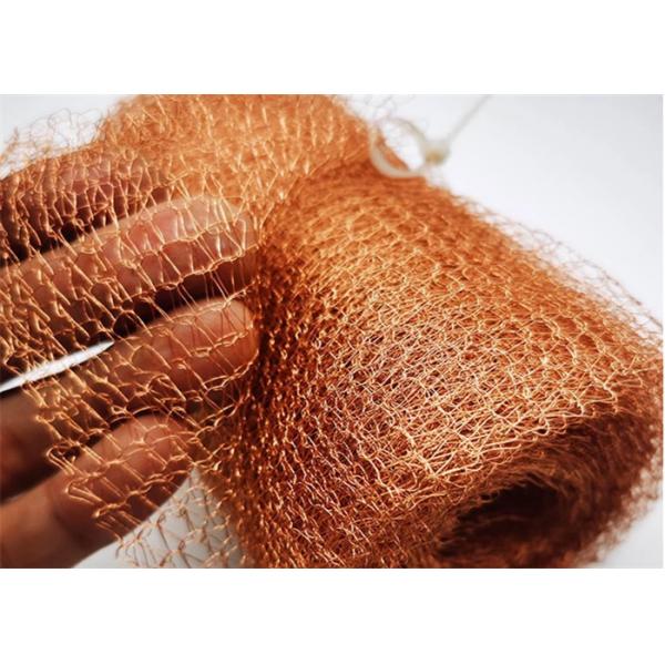 Quality Yellow Knitted Copper Mesh 100mm 0.18mm Customized High Temperature Resistant for sale