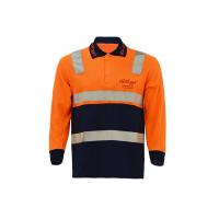 China 65% Polyester 35% Cotton Mens Work Polo Shirts / Long Sleeve Workwear Orange for sale