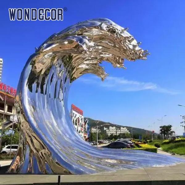 Quality WONDERS Casting Stainless Steel Sculpture Metal Wave Sculpture 250cm for sale