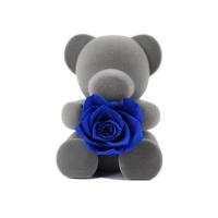 China Blue Artificial Preserved Rose Teddy Bear With Rich Romantic Look factory