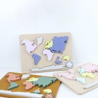 Quality Silicone World Map Personalized Baby Puzzle For Toddlers Montessori Educational for sale