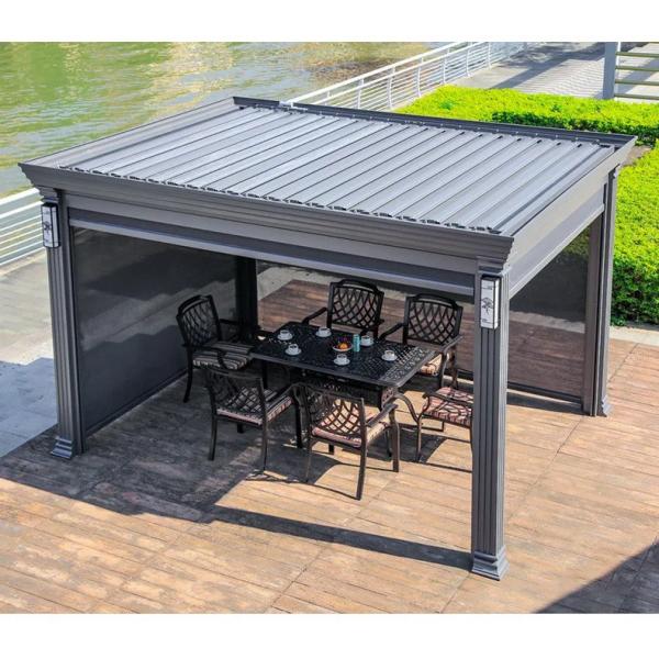 Quality Aluminum Louvered Pergola Leisure Aluminum Pavilion 6063 t5 With Metal Roof Canopy for sale