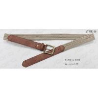 China Beige Polyester / Brown PU Mens Stretch Belts Old Brass Zinc Alloy Buckle Available factory