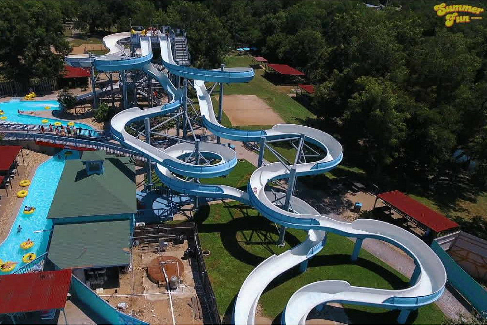 China OEM Outdoor Aqua Theme Adventure Park Water Slide Big 12mm Fiberglass Thickness factory