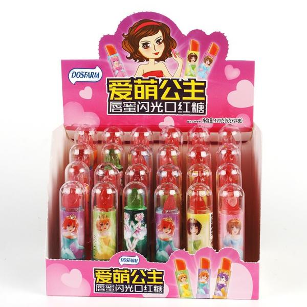 Quality Fruity Sugarless Confectionery Lipstick Candy With Flashlight Novelty for sale