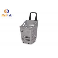 China Single Handle Supermarket Basket Trolley Plastic Shopping Basket With Wheels factory