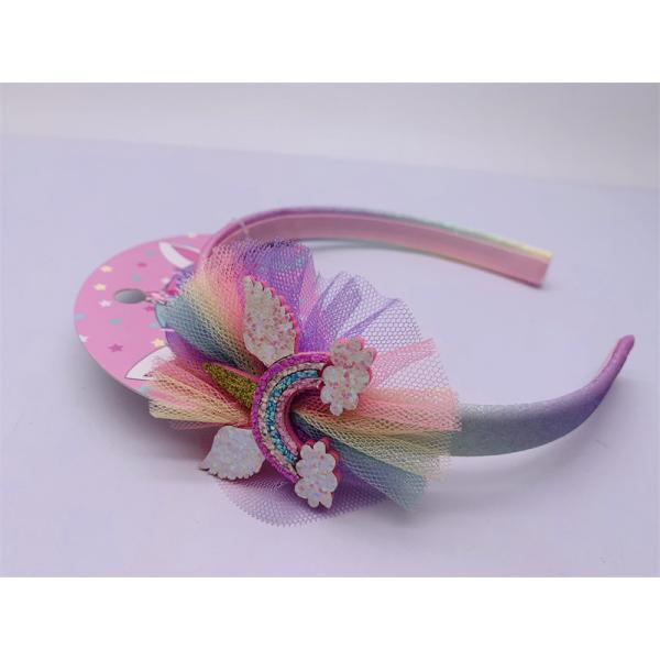 Quality Polyester Girls Unicorn Hair Band , Toddler Rainbow Hair Accessories for sale