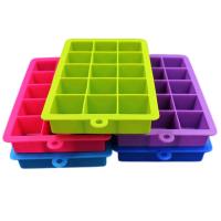 Quality Square Harmless Silicone Ice Mold Cube Trays 15 Cavities Multicolor Reusable for sale