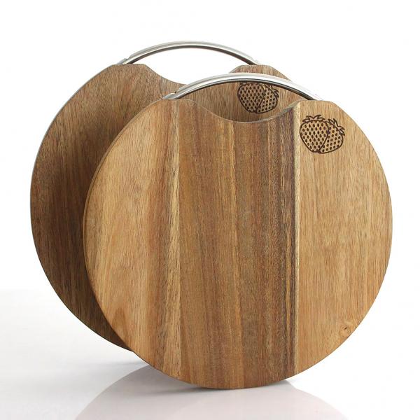 Quality Kitchen Round Dia 30cm Acacia Wood Cutting Board With Handle for sale