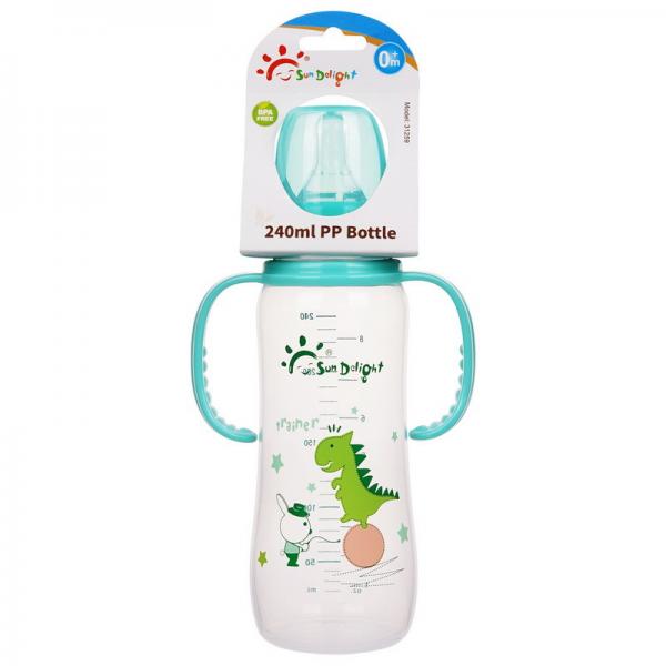 Quality PP Double Handle 8oz 240ml Newborn Baby Milk Bottle for sale