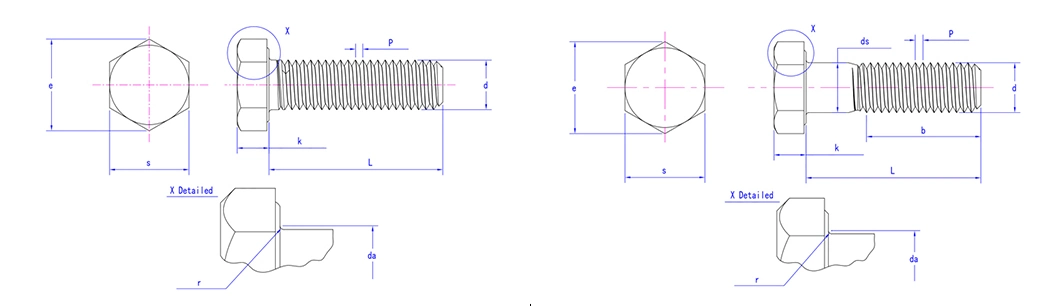 M14/M16/M18/M20 Carbon Steel Hexagonal Screws Outer Hex Bolt DIN933 Bolts for Electrical Tower Pylon