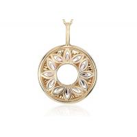 China Floral Filigree Shape Diamond Pendant Necklace Yellow Gold OEM ODM factory