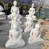 China White Marble Buddha Statues Home Decor Sculpture Stone Carvings Garden Sitting Life Size Religious Spot Goods factory