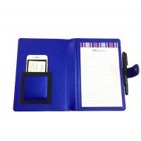 China Business PU Leather Notebook 40pp Hardcover Spiral Diary Blue With Notepad factory