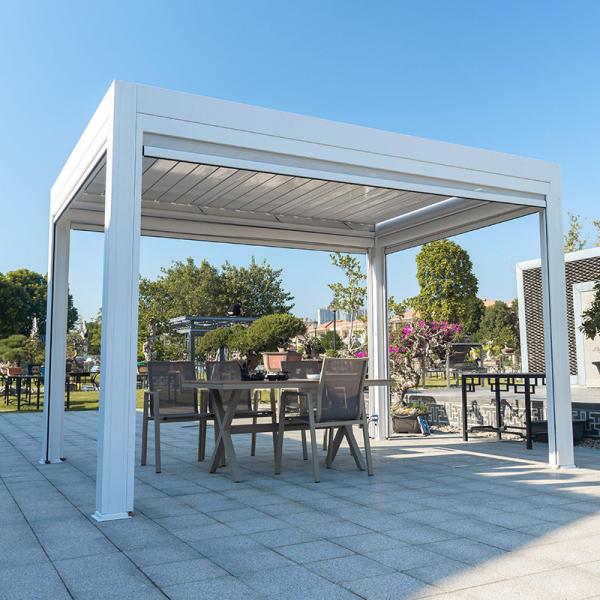 Quality Aluminum Metal Roof Gazebo Louver Flip Aluminium Pergola With Sides for sale