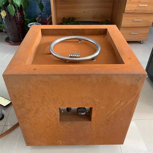 Quality Backyard Garden Heater Square Corten Steel Propane Gas Fire Pit Table for sale