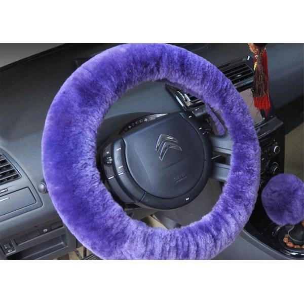 Quality Real Soft Purple Fur Steering Wheel Cover Comfortable Anti Slip For Hand Sweat for sale