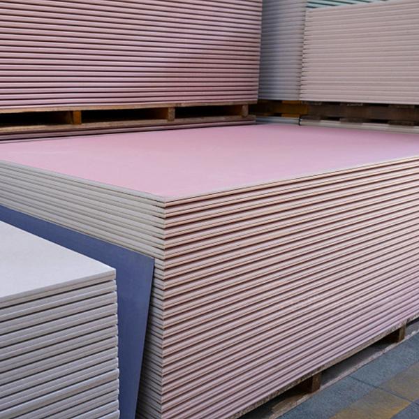 Quality Fire Resistant Pink Gypsum Board Drywall Paper Faced 12.5mm Thickness for sale