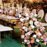 China Wedding Decoration Supplies Custom Color Silk Wedding Floral Table Runner Sweetheart Table Artificial Flowers factory