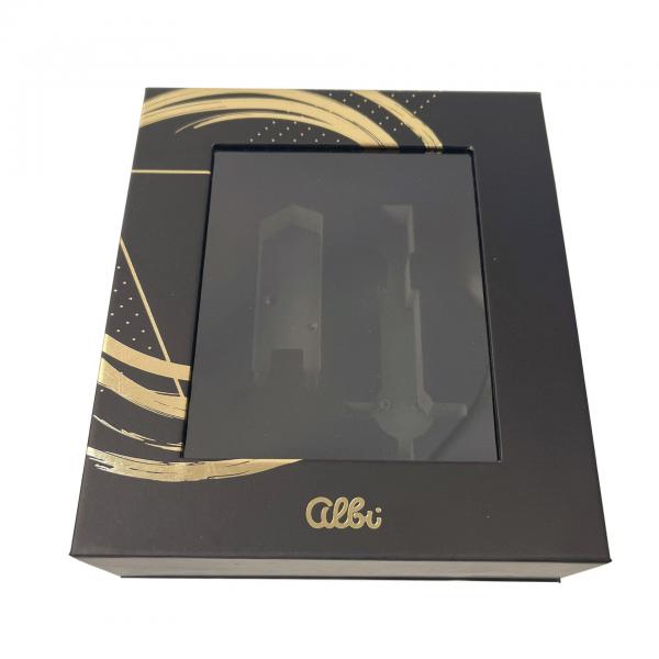 Quality Custom Black Solid Magnetic Gift Box Packaging With Clear Window Foam Insert for sale