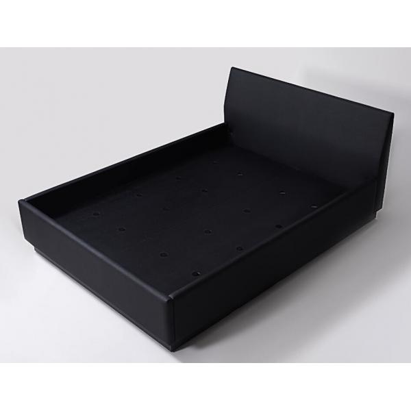 Quality Black Vinyl Fully Upholstered King Size Hotel Bedroom Bed With Black Laminate Base for sale
