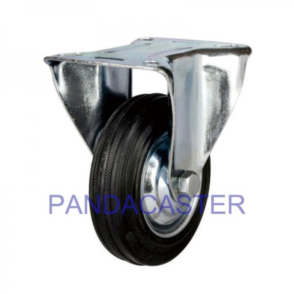 Quality Industrial Rigid Caster , 4 Inch Black Rubber 4 Inch Castor Wheels For Carts for sale