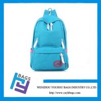 China 2015 Fashion Canvas school bag,Blue Canvas backpack with high quality factory