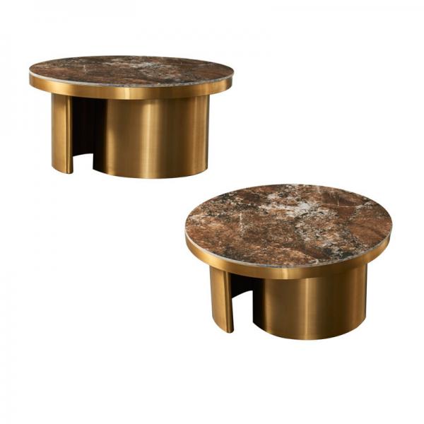 Quality Gold Titanium Ceramic Marble Nordic Coffee Table round Minimalist for sale