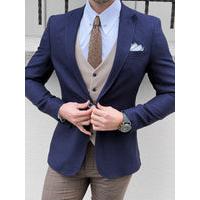 China Blue Slim Fit Business Casual Suit Jacket Casual Navy Peak Lapel Blazer factory