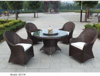 China 5 pc rattan dining set outdoor furniture garden wicker dining table &amp; chair furniture factory