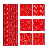 China Red Gift Wrap Paper Roll 2m with Gold Brand Logo Design factory