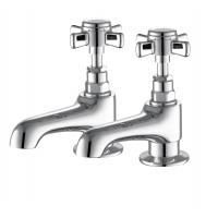 Quality Chrome Bathroom Mixer Taps Contemporary Style Brass Basin Taps Pair for sale