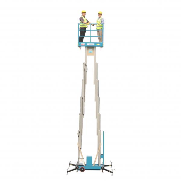 Quality 14 M Working Height Compact Double Mast Aluminum Mobile Aerial Work Platform for sale