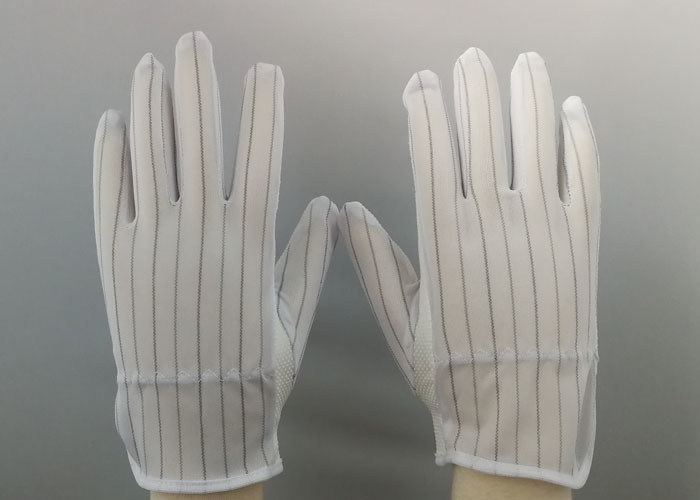China ESD PVC Dotted 	Anti Static Gloves Three Stitches Lines Design On Back factory